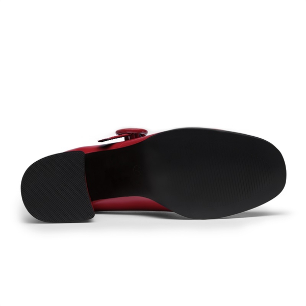 Chunky Mary Jane Pumps - BRIGHT RED - 5